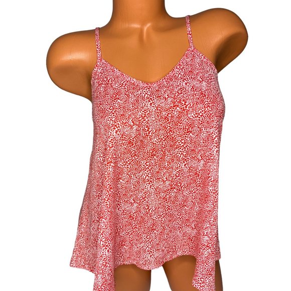 Sienna Sky Tank Top Blouse Womens Red White Cheetah Microprint Pullover Size XS - Picture 3 of 9